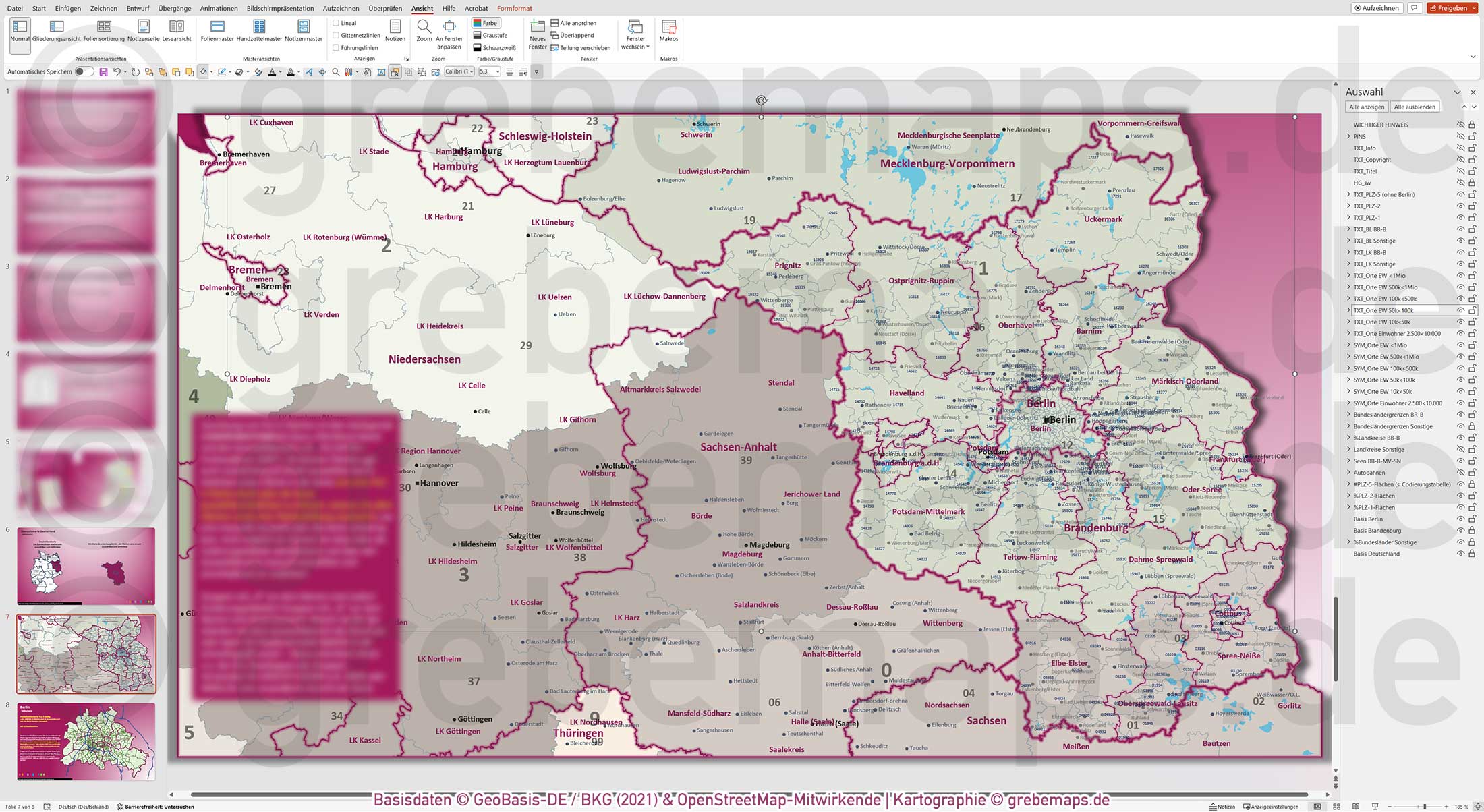 PowerPoint-Karte Berlin-Brandenburg Postleitzahlen PLZ-5 Landkreise / Basiskarte aus Vektordaten einfärbbar bearbeitbar [Digital] – Bild 15