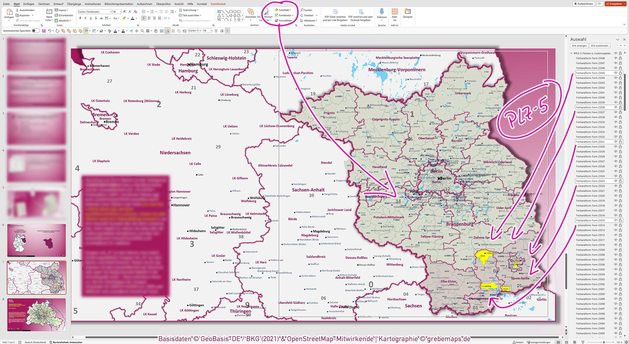 PowerPoint-Karte Berlin-Brandenburg Postleitzahlen PLZ-5 Landkreise / Basiskarte aus Vektordaten einfärbbar bearbeitbar [Digital] – Bild 5