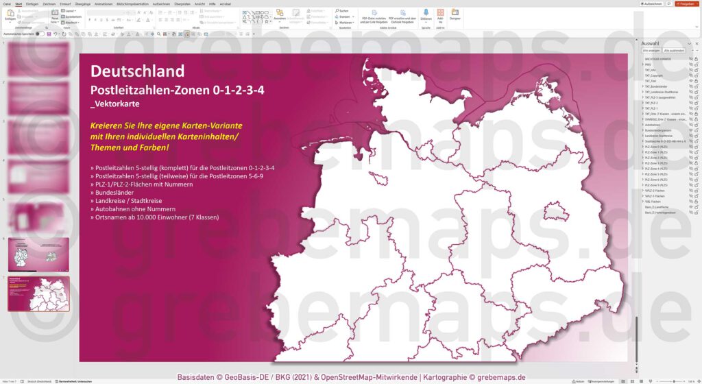 PowerPoint-Karte Deutschland (Nord) Postleitzahlen PLZ 5-stellig zu den