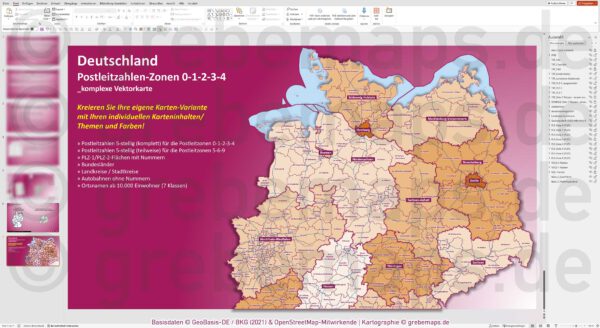 PowerPoint-Karte Deutschland (Nord) Postleitzahlen PLZ 5-stellig zu den Postleitzonen 0-1-2-3-4 mit Landkreisen - komplexe Vektorkarte [Digital] – Bild 8