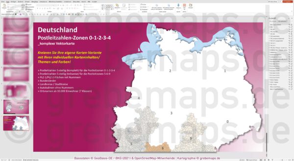 PowerPoint-Karte Deutschland (Nord) Postleitzahlen PLZ 5-stellig zu den Postleitzonen 0-1-2-3-4 mit Landkreisen - komplexe Vektorkarte [Digital] – Bild 20