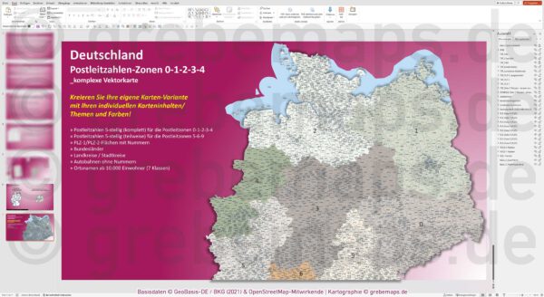PowerPoint-Karte Deutschland (Nord) Postleitzahlen PLZ 5-stellig zu den Postleitzonen 0-1-2-3-4 mit Landkreisen - komplexe Vektorkarte [Digital] – Bild 21