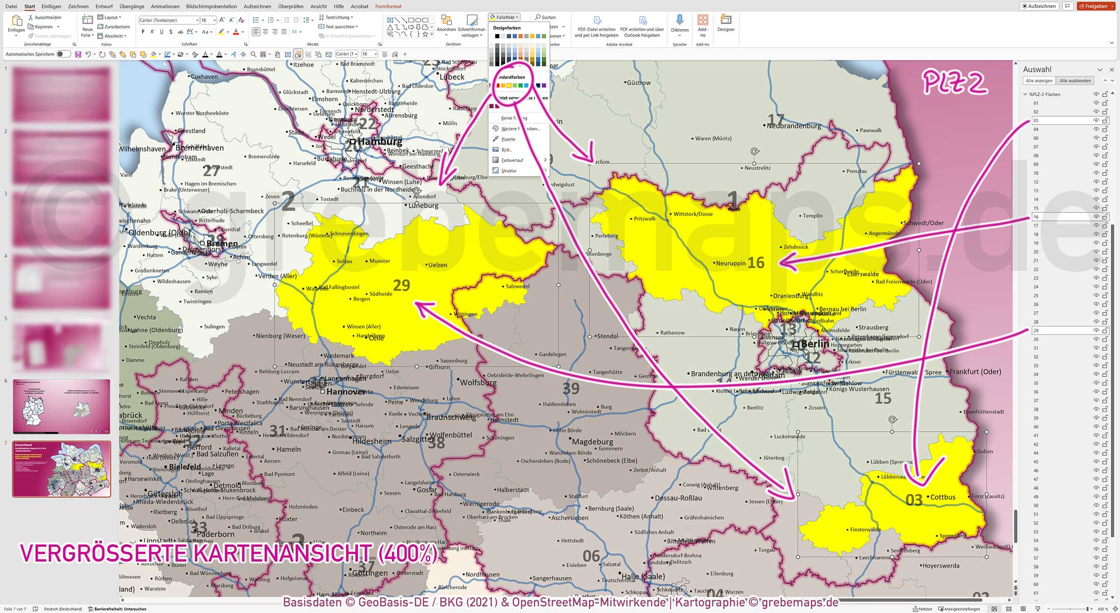 PowerPoint-Karte Deutschland (Nord) Postleitzahlen PLZ 5-stellig zu den Postleitzonen 0-1-2-3-4 mit Landkreisen - komplexe Vektorkarte [Digital] – Bild 29
