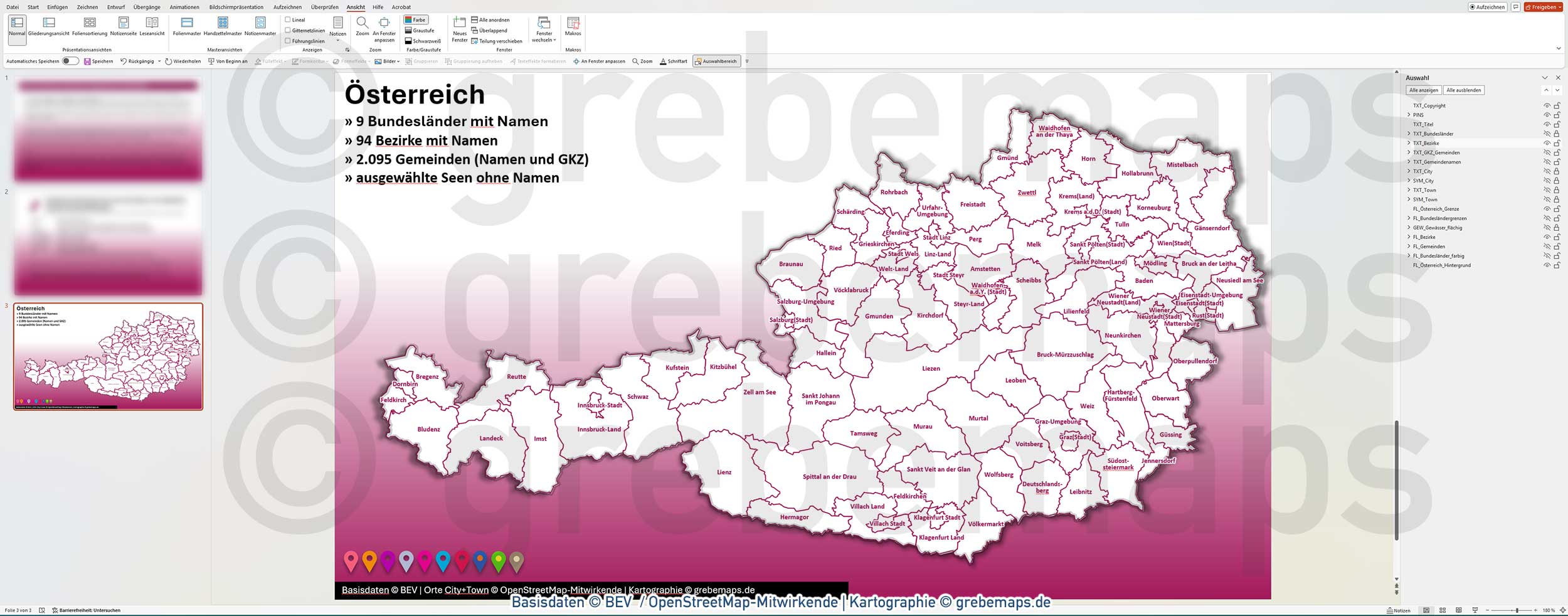 PowerPoint-Karte Österreich Austria Gemeinden Bezirke Bundesländer Vektorkarte [Digital] – Bild 10