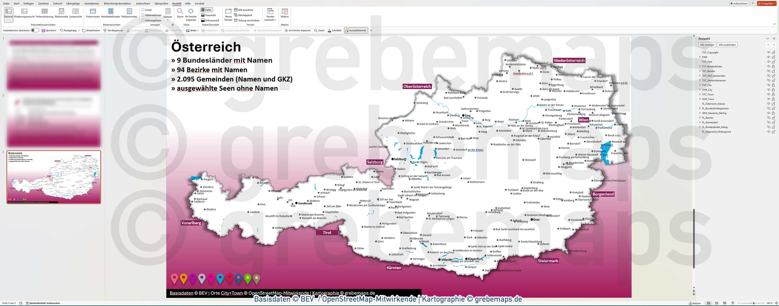 PowerPoint-Karte Österreich Austria Gemeinden Bezirke Bundesländer Vektorkarte [Digital] – Bild 13
