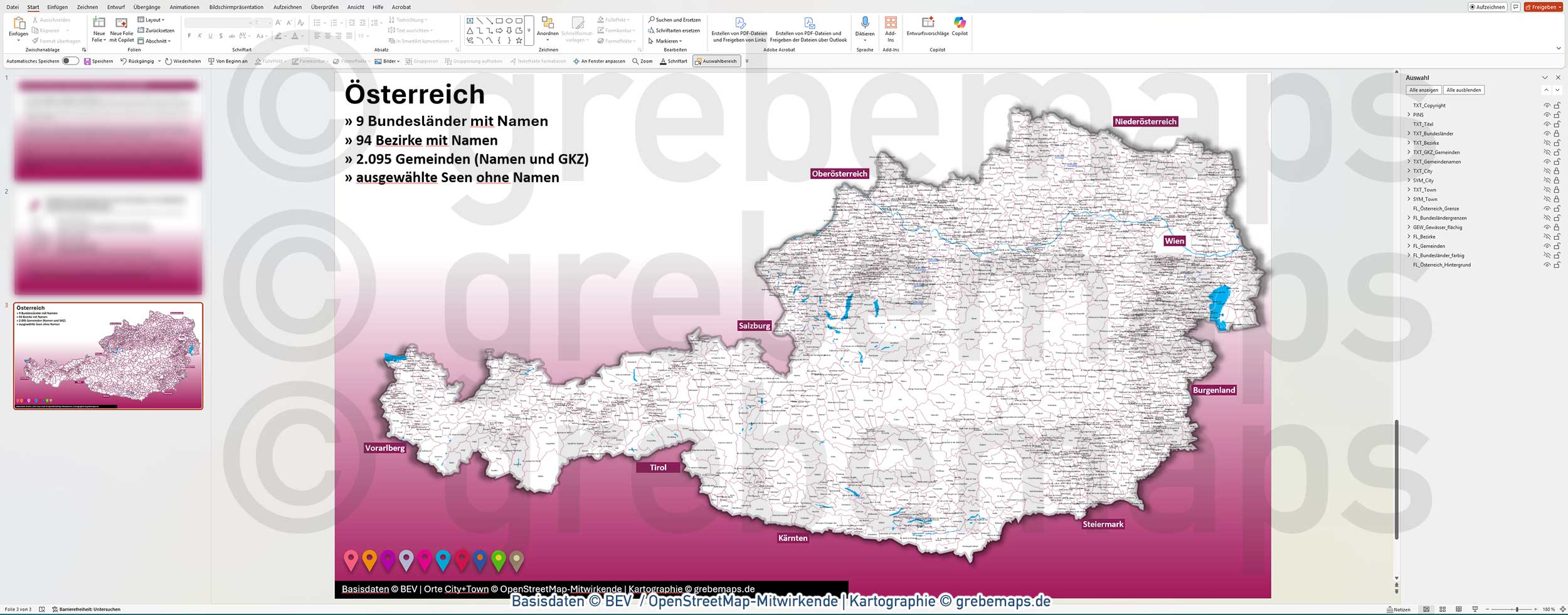 PowerPoint-Karte Österreich Austria Gemeinden Bezirke Bundesländer Vektorkarte [Digital] – Bild 15