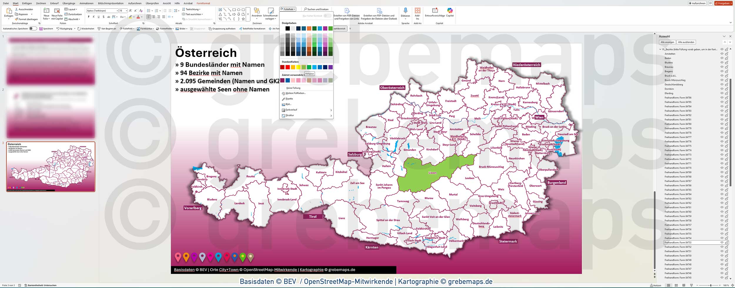 PowerPoint-Karte Österreich Austria Gemeinden Bezirke Bundesländer Vektorkarte [Digital] – Bild 18