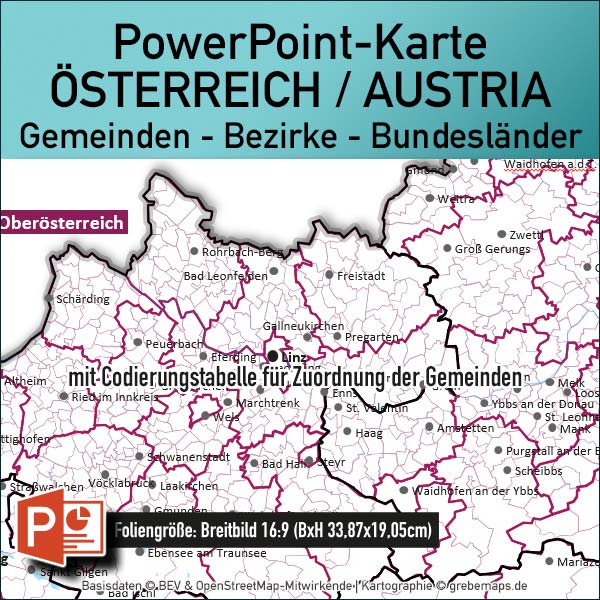 PowerPoint-Karte Österreich Austria Gemeinden Bezirke Bundesländer Vektorkarte [Digital] – Bild 2